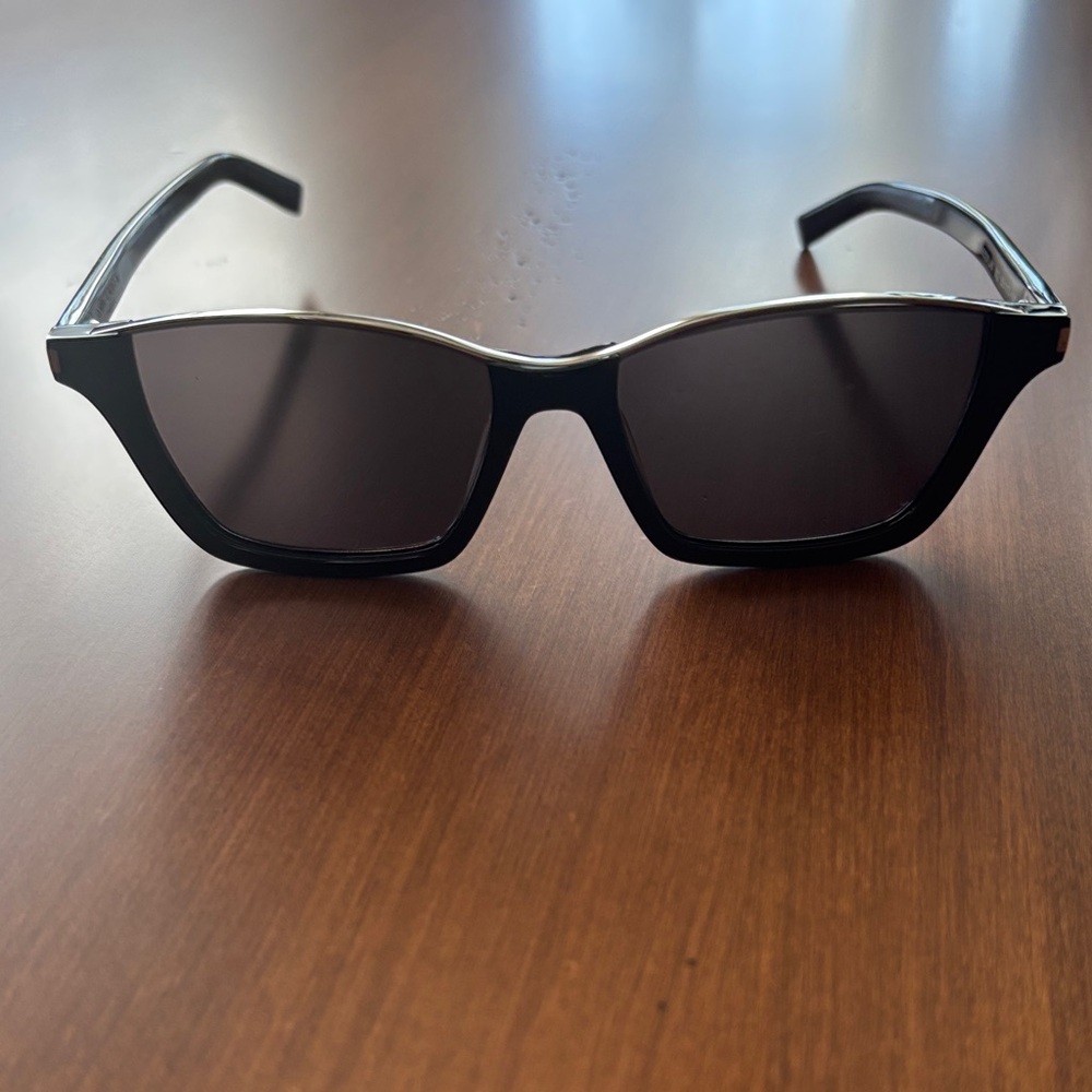 Saint Laurent Black and Silver Sunglasses